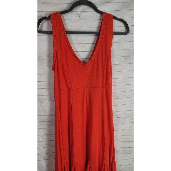 Maeve Anthropologie Abroad Sleeveless Trumpet Midi Dress in Red Orange, sz Med - Picture 3 of 13